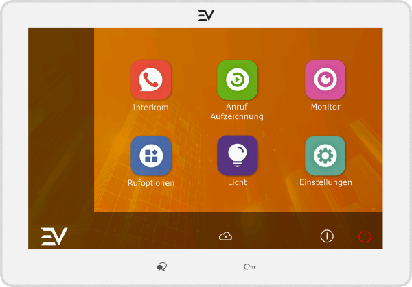 10 Zoll Touchmonitor in Weiß für EV Video Türsprechanlage mit IPS Display und Touchscreen Bedienung